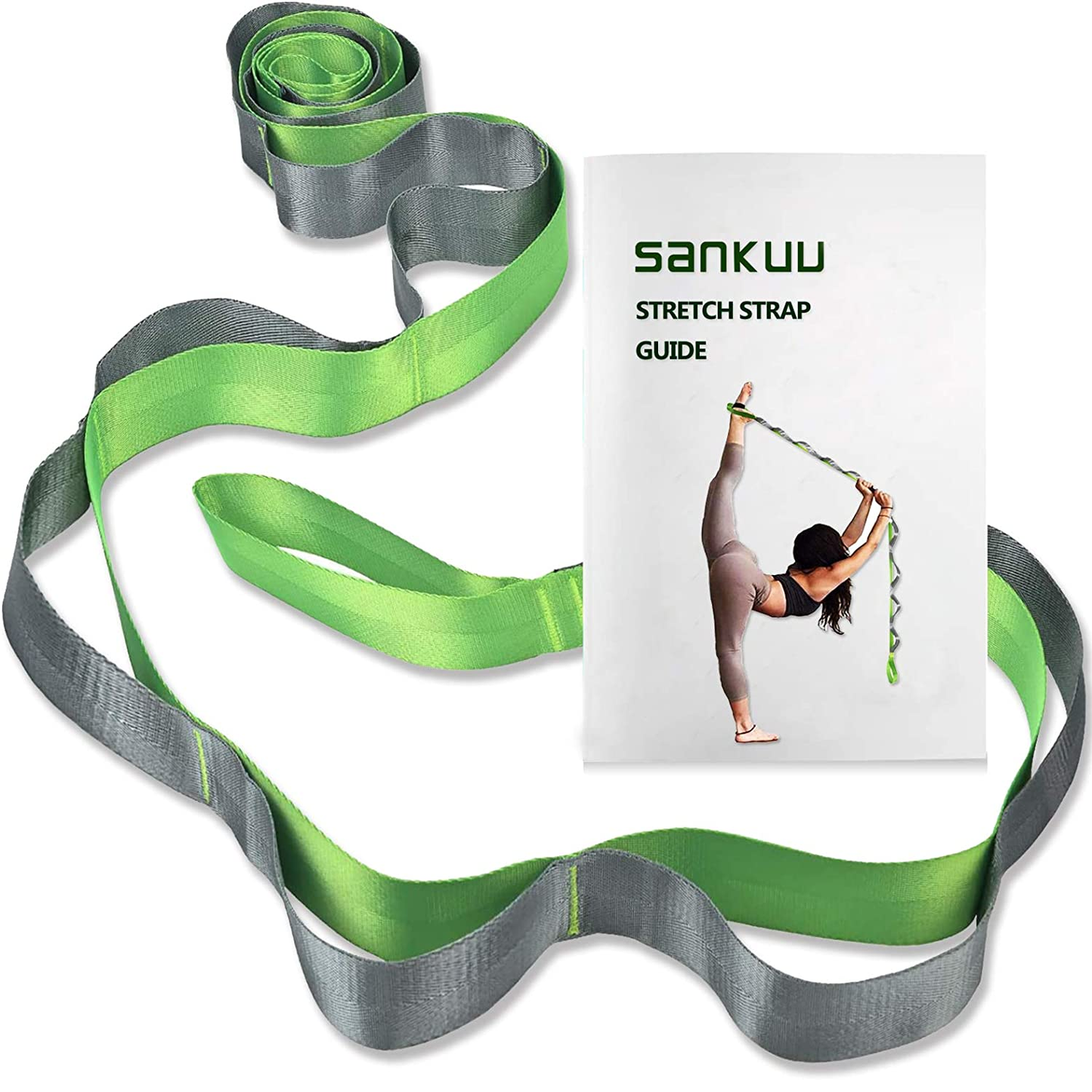 Yoga Straps Stretching Strap with 12 Loops Workout Poster, Straps for Stretching Physical Therapy Equipment Long Stretch Out Bands for Exercise, Pilates and Gymnastics for Women Men