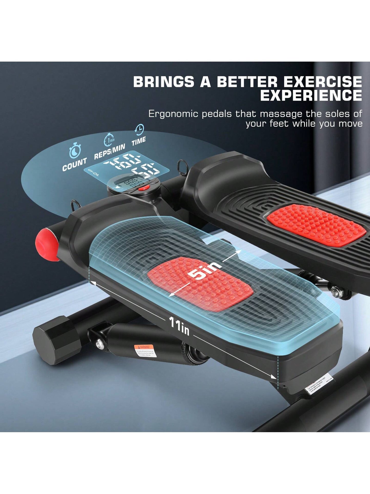 Stepper with Resistance Bands, Hydraulic Mini Stepper with LCD Monitor, Full Body Cardio Steppers for Exercise at Home