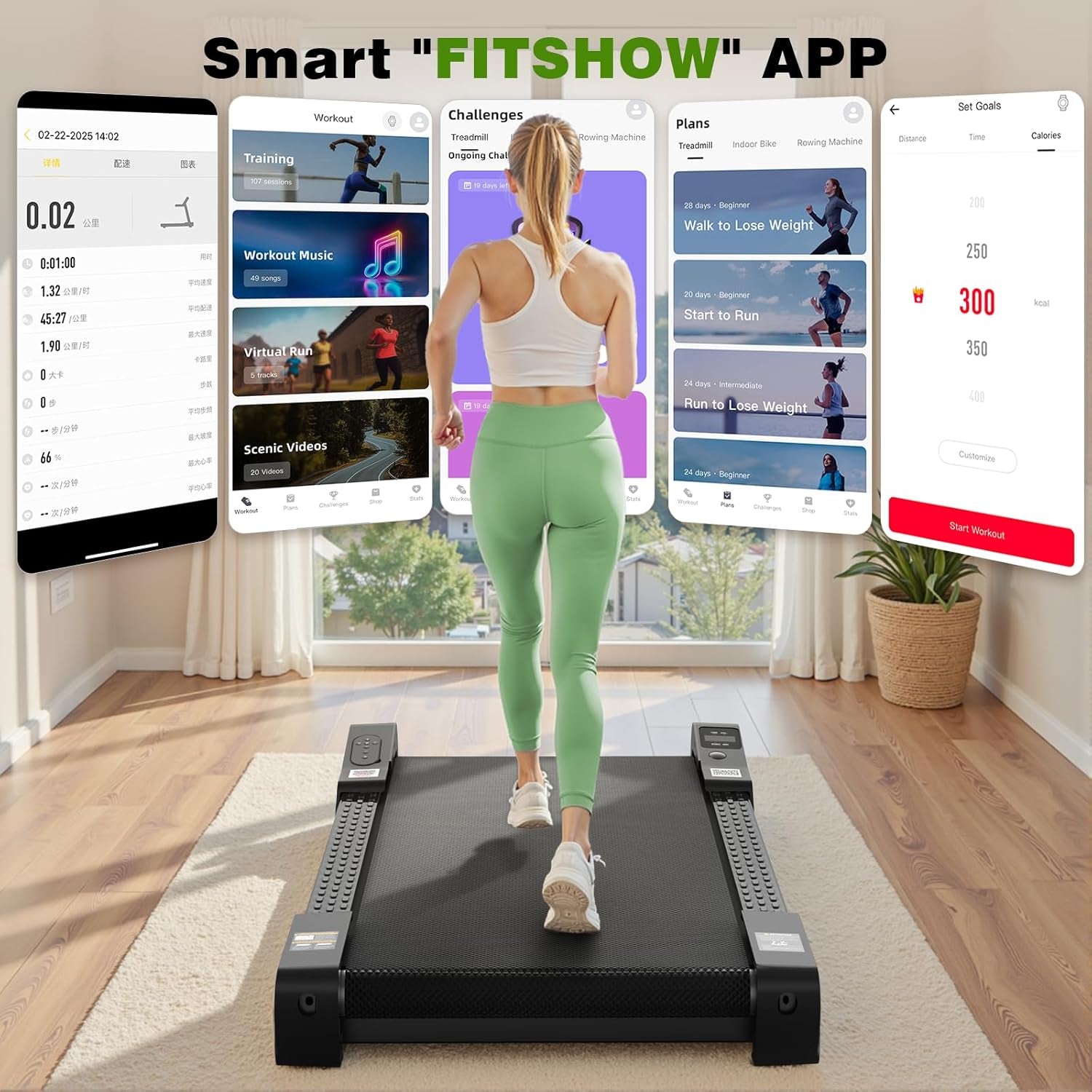 Walking Pad Treadmill for Home & Office – 2.5HP Ultra-Quiet Folding Treadmills with 5% Incline, 300 Lb Capacity, APP Control, Honeycomb Shock Absorption, Portable Small Treadmill for Small Spaces