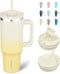 40 Oz Tumbler with Handle Insulated Tumblers with Lid and Straw Stainless Steel Thermal Cup,Lemon