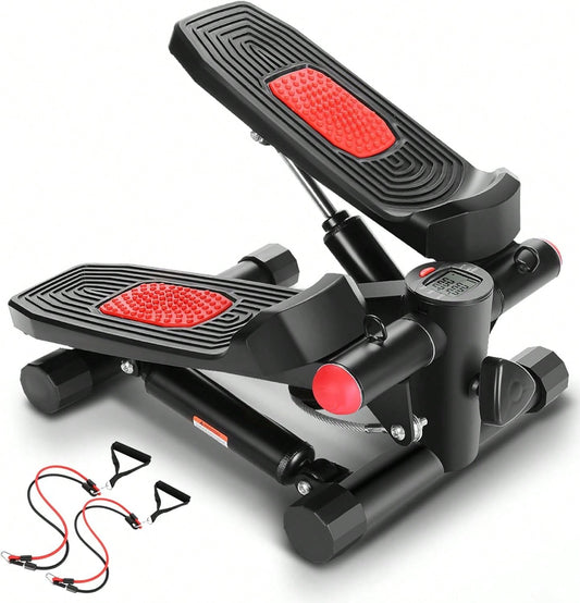 Stepper with Resistance Bands, Hydraulic Mini Stepper with LCD Monitor, Full Body Cardio Steppers for Exercise at Home